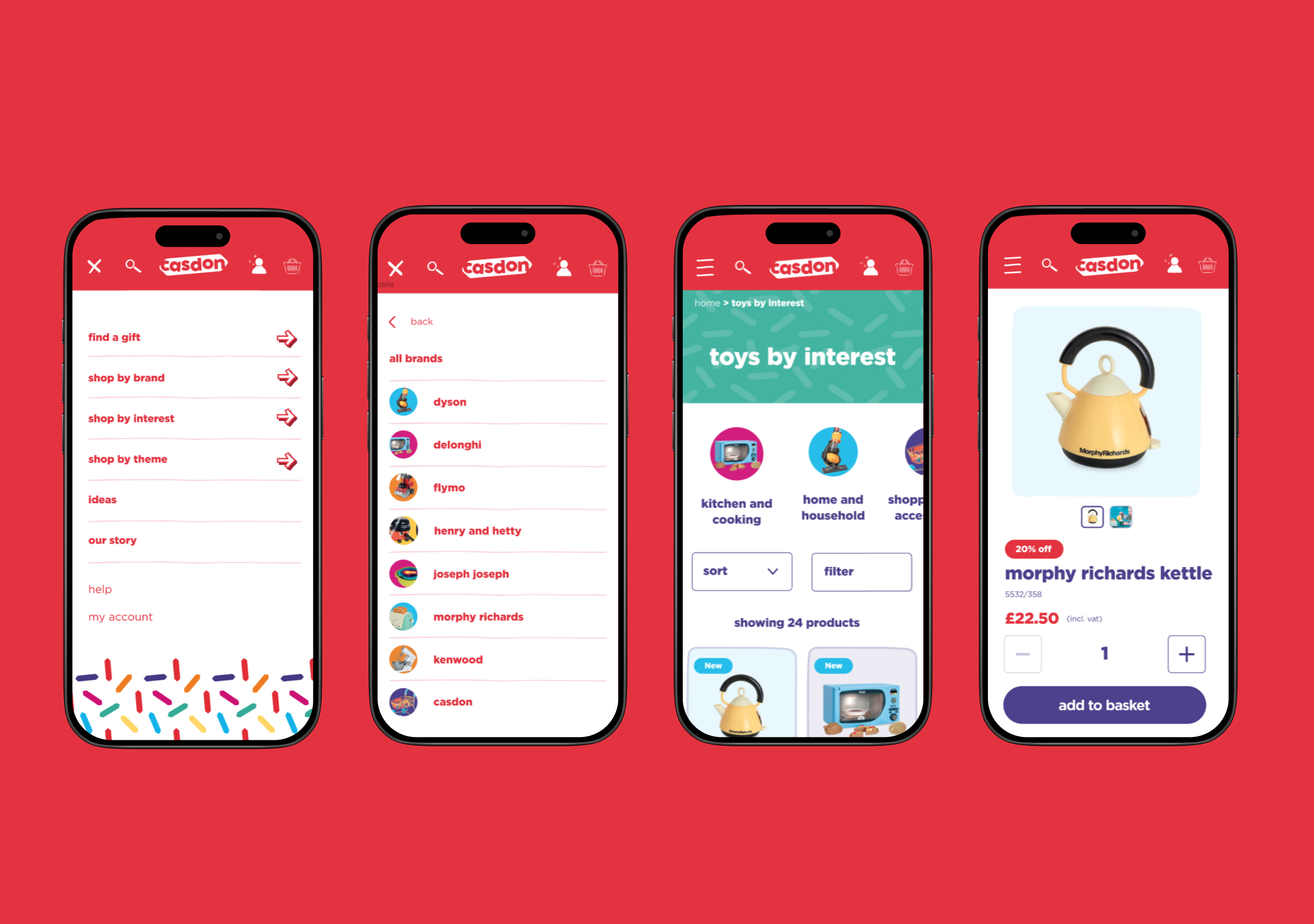 Casdon toys website screen, position 1