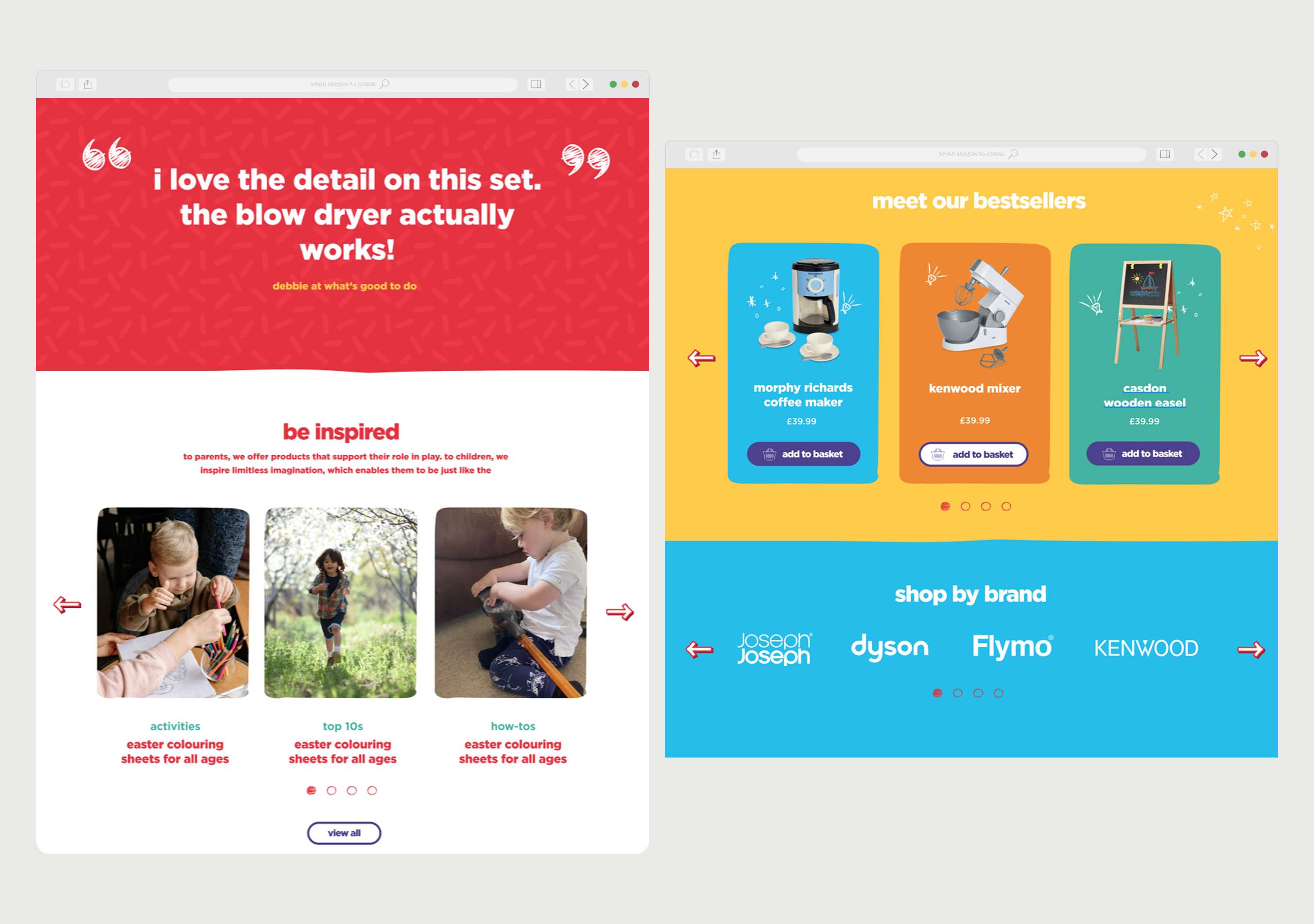Casdon toys website screen, position 5